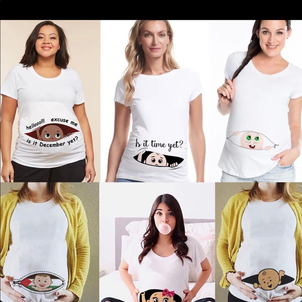 Amazing Summer Funny Cartoon Print Maternity Tops